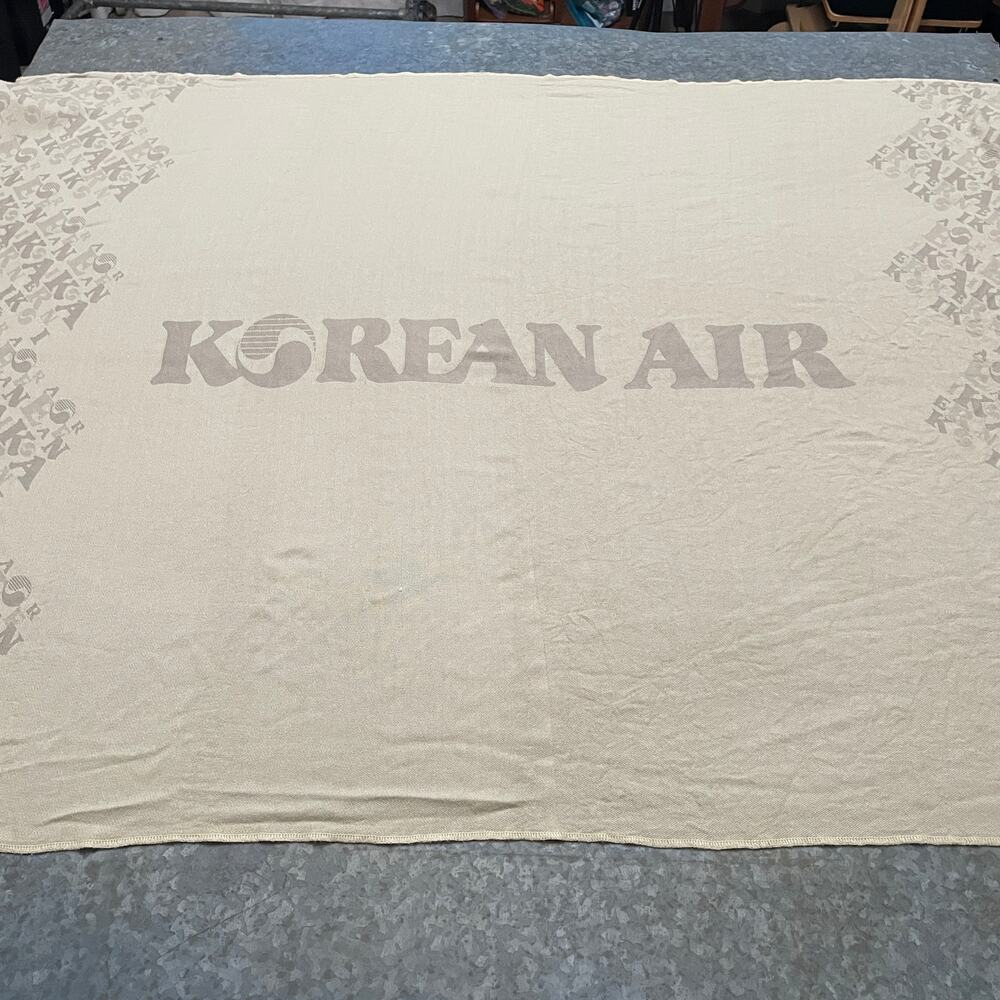 Korean Air Cabin Blanket 45"x64" Taupe Neutral Throw Airplane Flight Travel Cozy
